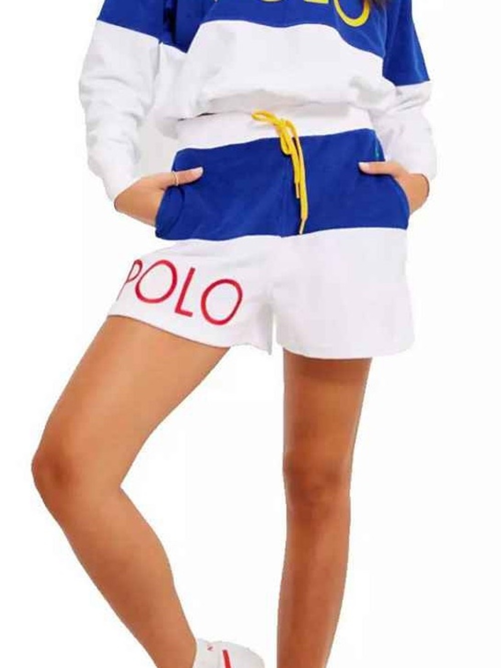 Polo by Ralph Lauren Colorblock Drawstring Women’s Shorts - White & Blue